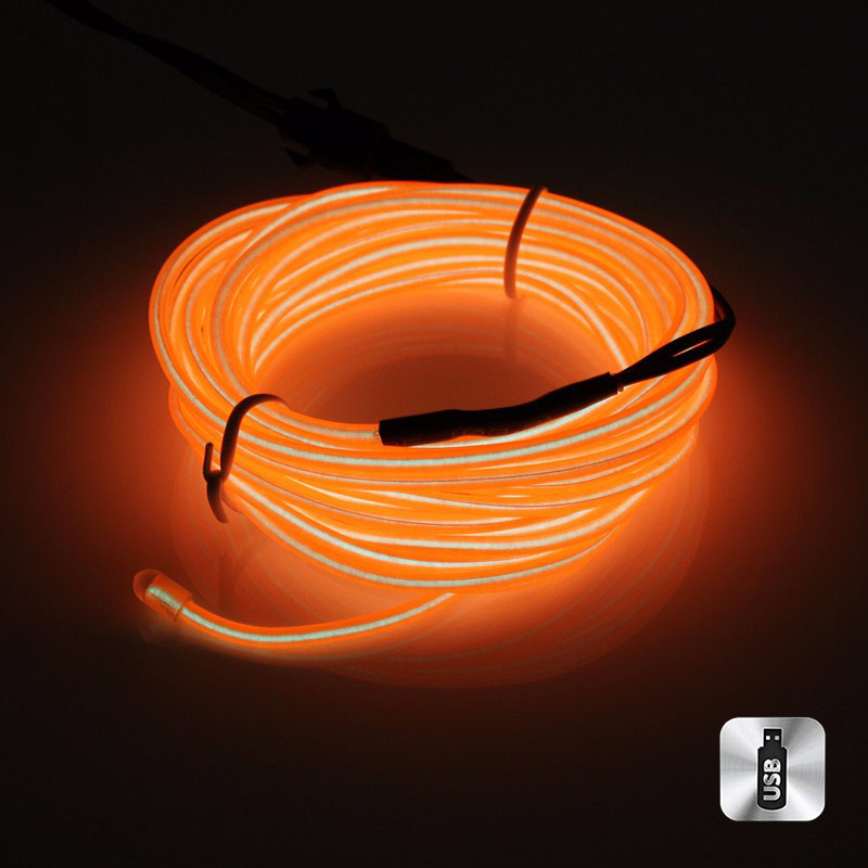 Шнур неоновый светящийся от USB 5 м, оранжевый Шнур неоновый светящийся от USB 5 м, оранжевый