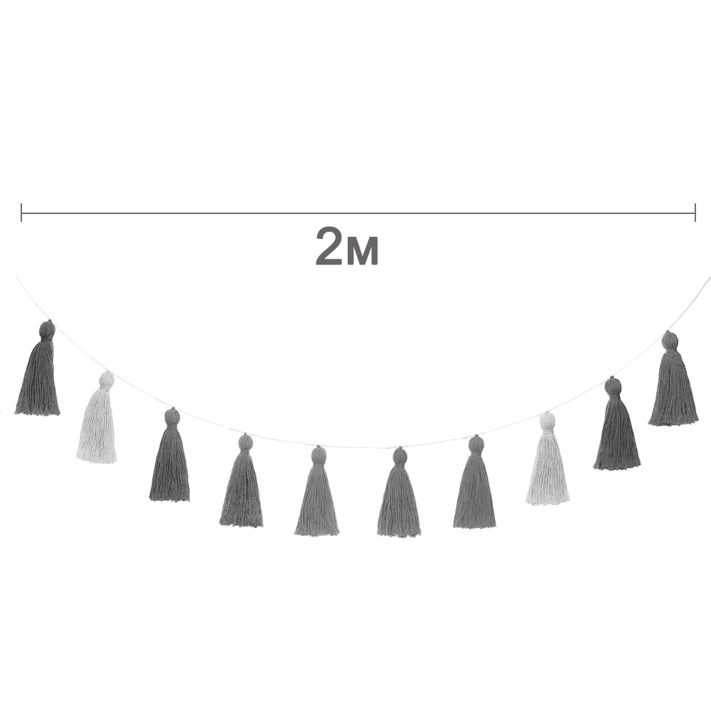 Гирлянда тассел из пряжи ассорти №12 (13 х 5 см) 2 м