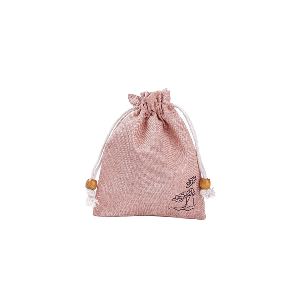 Мешочек из искусственного льна с орнаментом 8х10 см, нежно-розовый Мешочек из искусственного льна с орнаментом 8х10 см, нежно-розовый