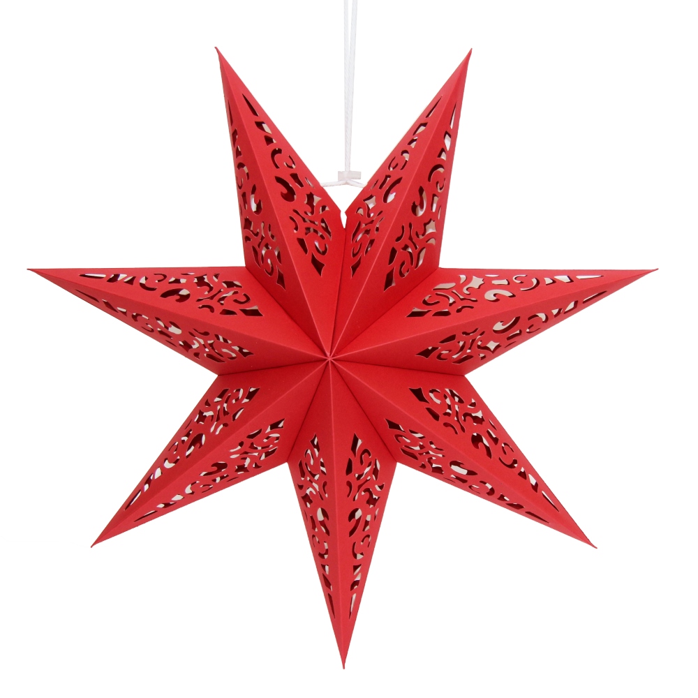 Звезда семиконечная бумажная 60 см Вензель, красный Звезда семиконечная бумажная 60 см Вензель, красный