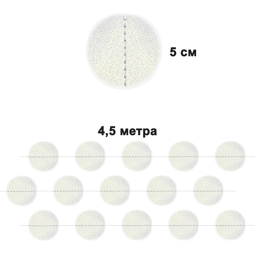 Гирлянда "Кружочки" перламутровые 5 см х 4,5 м, белый с позолотой