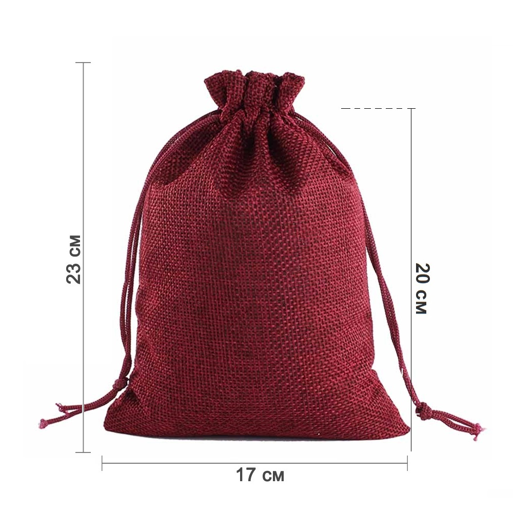 Мешочек из мешковины 17х23 см бордовый Мешочек из мешковины 17х23 см бордовый