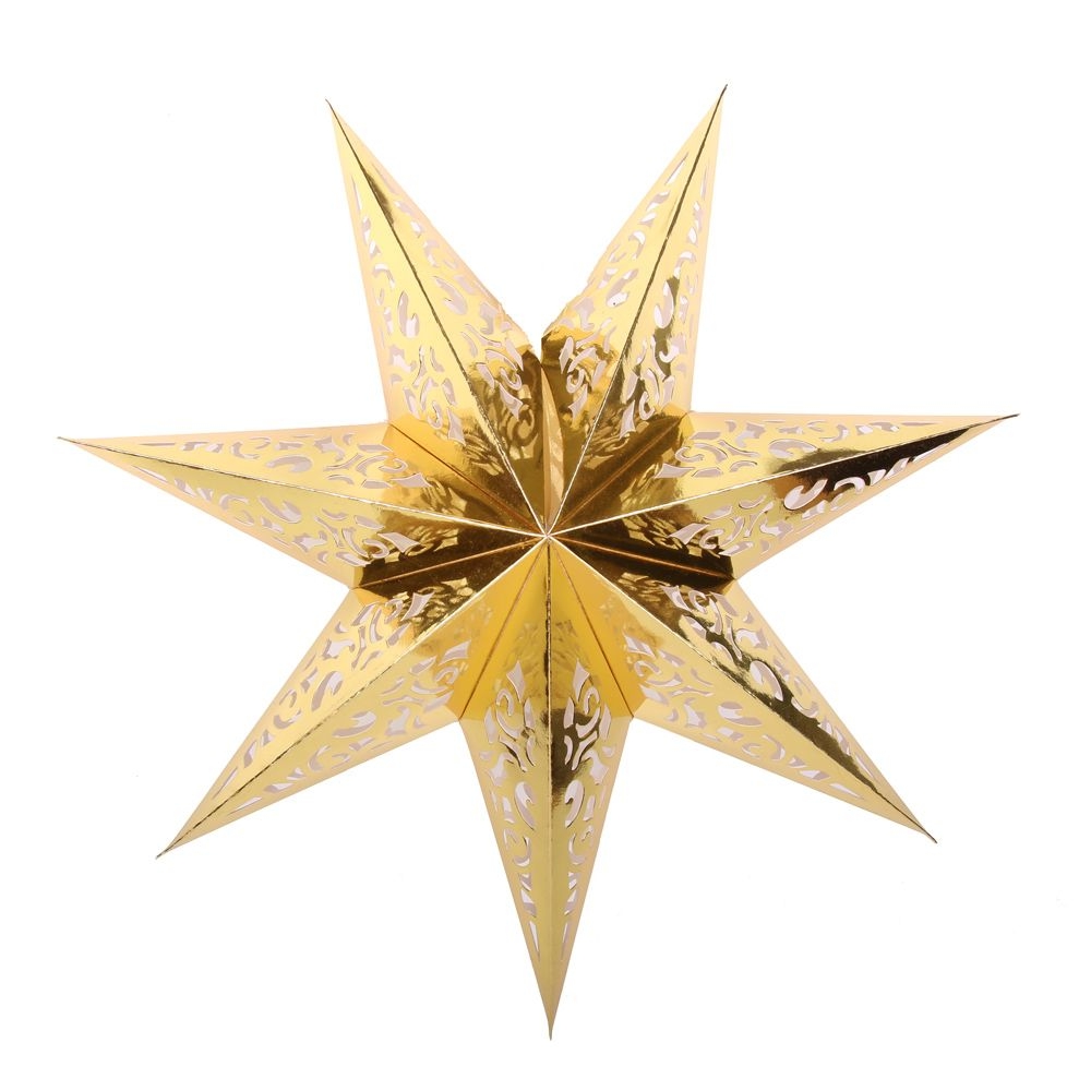 Звезда семиконечная бумажная 35 см Вензель, золото Звезда семиконечная бумажная 35 см Вензель, золото