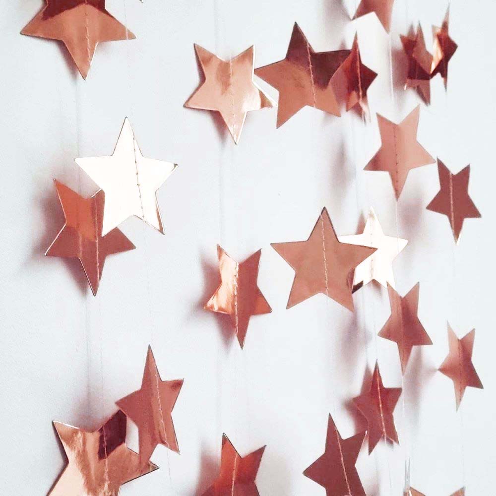 Гирлянда Звезды металлик 7 см 4 м розовое золото Гирлянда Звезды металлик 7 см 4 м розовое золото
