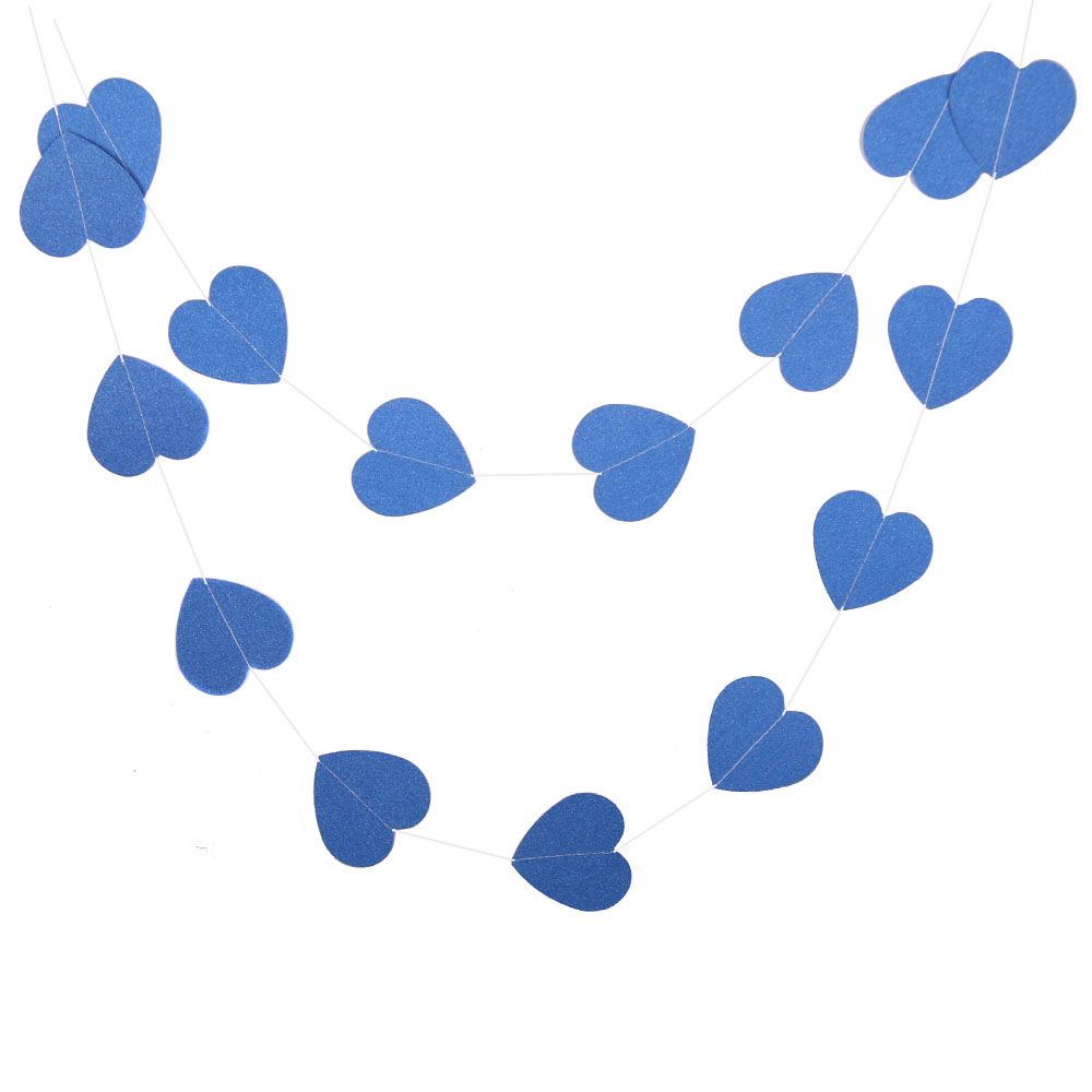 Гирлянда "Сердечки" блеск темно-синяя 7 см х 2,5 м