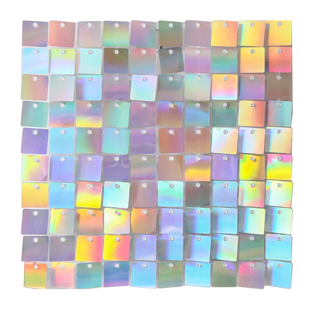 Панель с пайетками для фотозоны 30х30см, голография серебро Панель с пайетками для фотозоны 30х30см, голография серебро