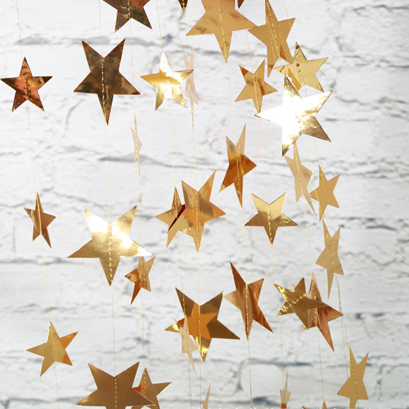 Гирлянда Звезды металлик 10 см 4 м золото Гирлянда Звезды металлик 10 см 4 м золото