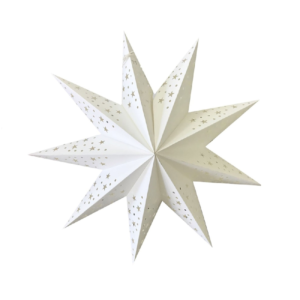 Звезда девятиконечная 35 см, точки и звездочки, белый Звезда девятиконечная 35 см, точки и звездочки, белый