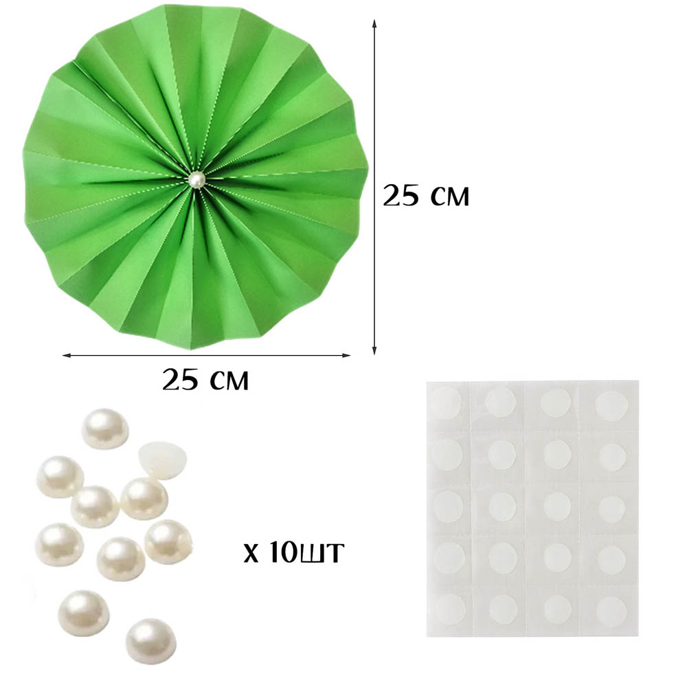 Фанты с жемчужиной НАБОР 10шт х 25см,  св.зеленый Фанты с жемчужиной НАБОР 10шт х 25см,  св.зеленый