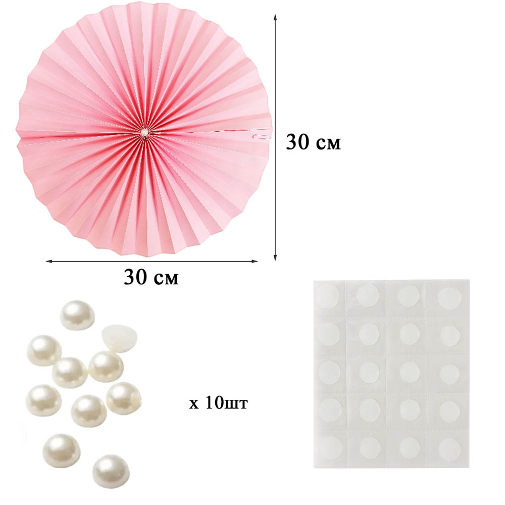 Фанты с жемчужиной НАБОР 10шт х 30см,  розовый Фанты с жемчужиной НАБОР 10шт х 30см,  розовый