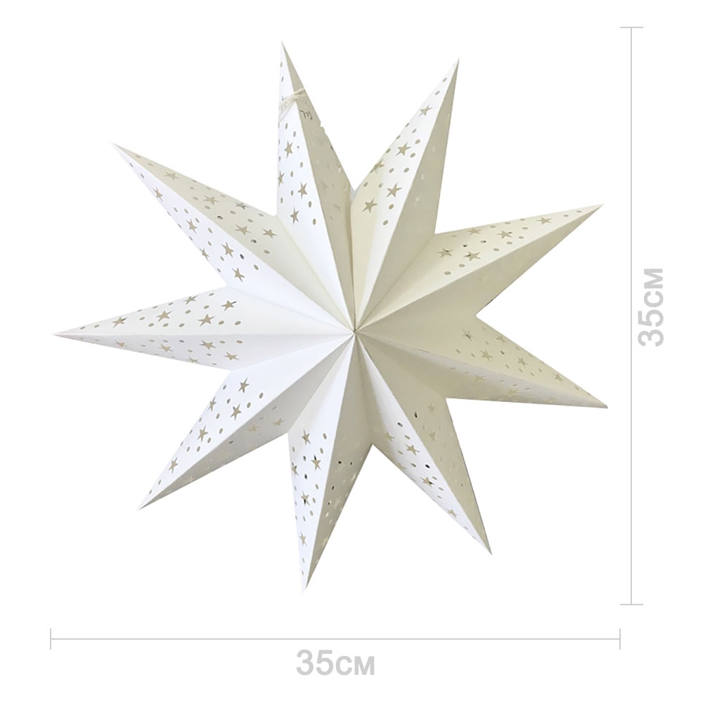 Звезда девятиконечная 35 см, точки и звездочки, белый Звезда девятиконечная 35 см, точки и звездочки, белый
