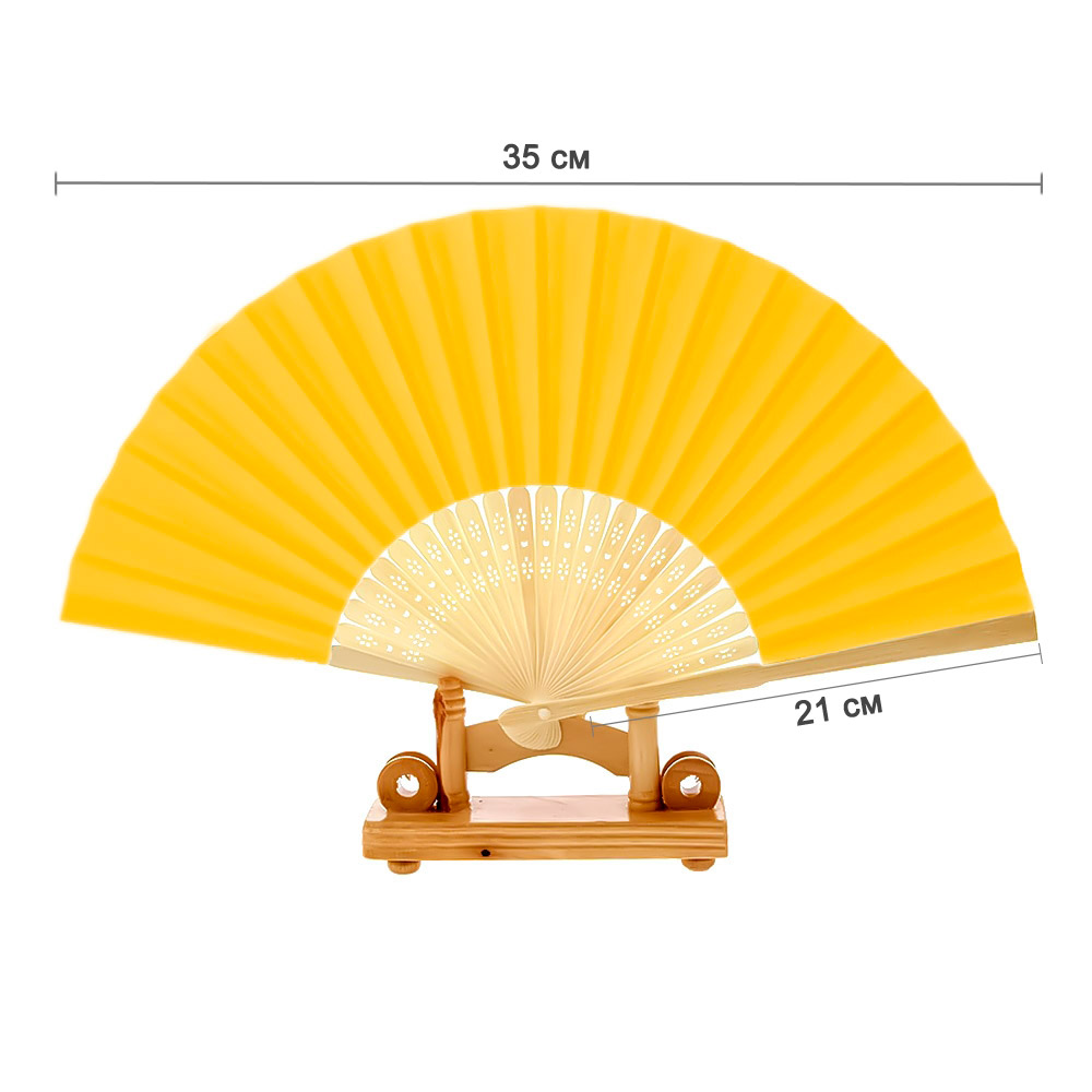 Веер для декора 21 х 35 см ярко-желтый