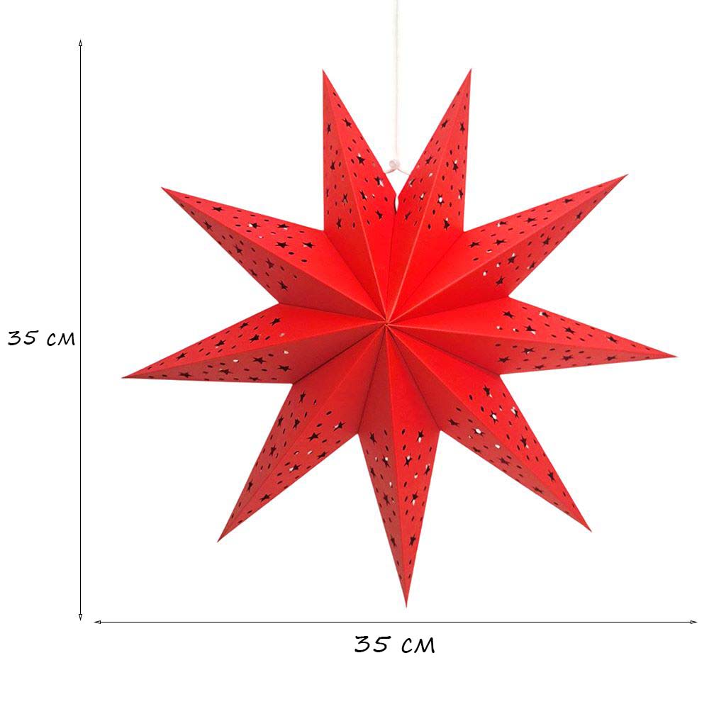 Звезда девятиконечная 35 см, точки и звездочки, красный Звезда девятиконечная 35 см, точки и звездочки, красный