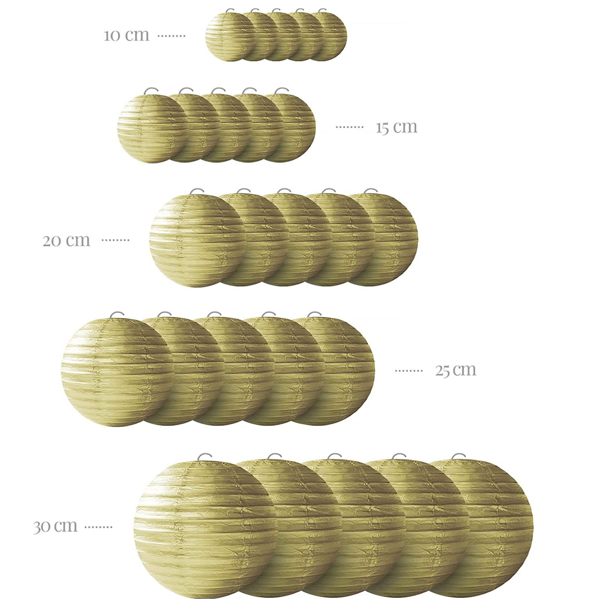 Набор подвесные фонарики 25 шт, золото