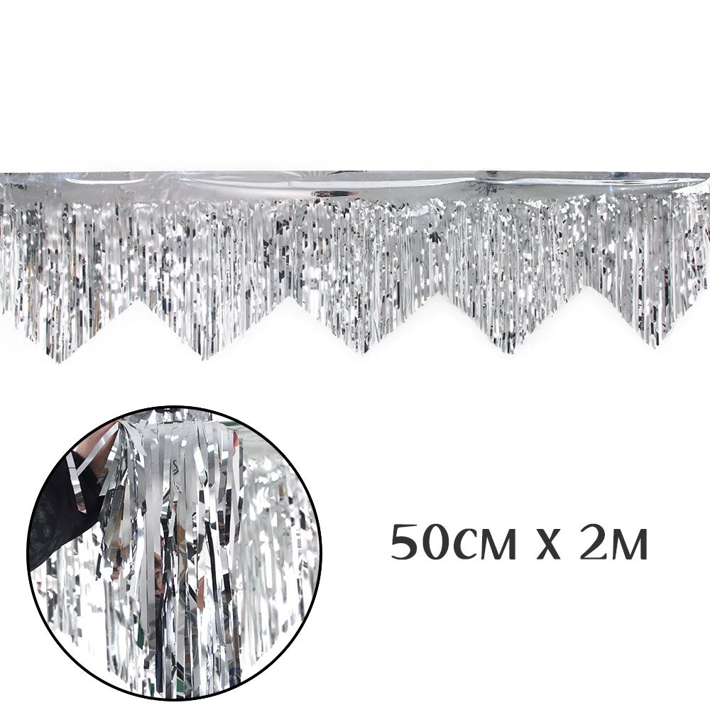 Занавес Дождик бахрома 50 см х 2 м, металлик серебро Занавес Дождик бахрома 50 см х 2 м, металлик серебро