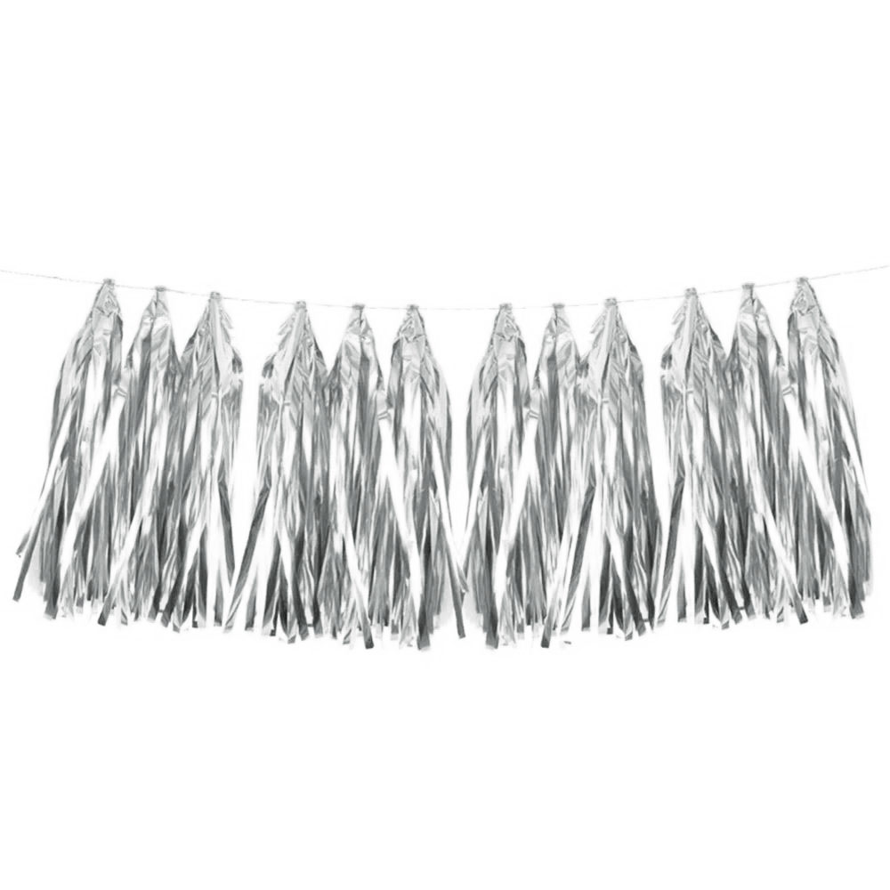 Гирлянда тассел 12 кисточек по 10 листов, фольга серебро Гирлянда тассел 12 кисточек по 10 листов, фольга серебро