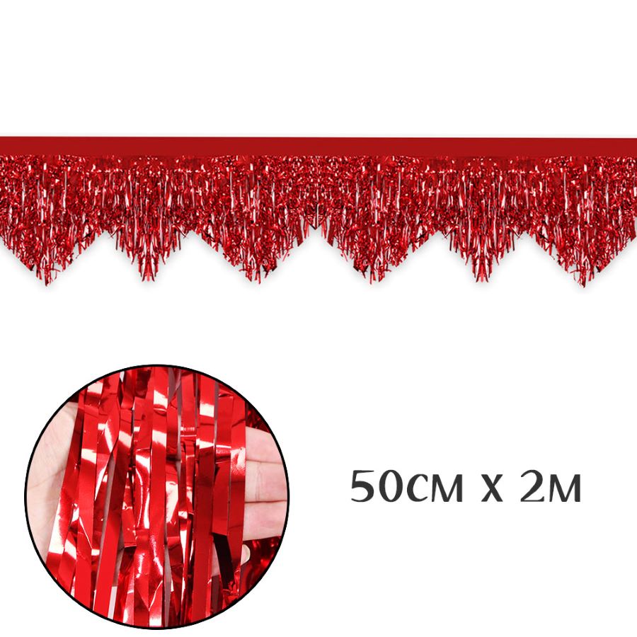 Занавес Дождик бахрома 50 см х 2 м, металлик красный Занавес Дождик бахрома 50 см х 2 м, металлик красный