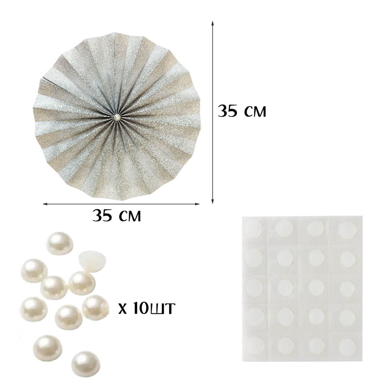 Фанты блеск с жемчужиной НАБОР 10шт х 35см, серебро Фанты блеск с жемчужиной НАБОР 10шт х 35см, серебро
