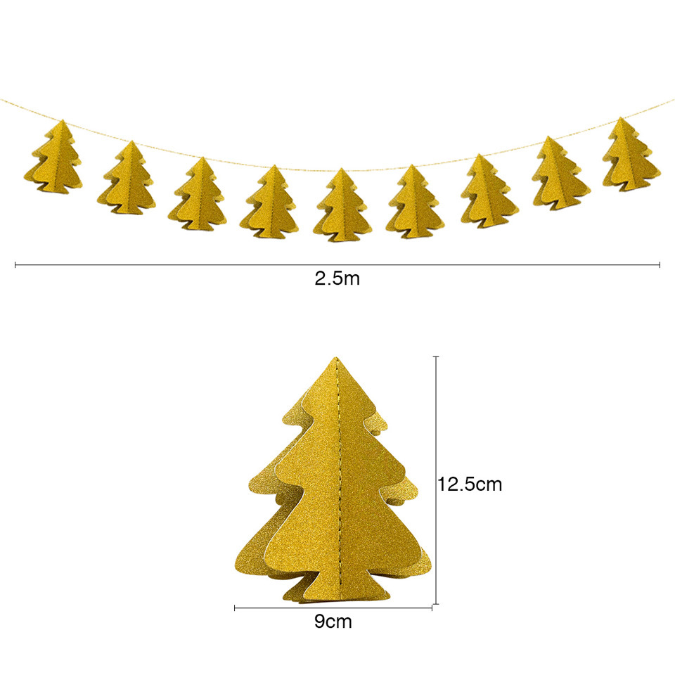 Гирлянда горизонтальная "Елки" 2,5 м 12,5/9 см золото блеск 