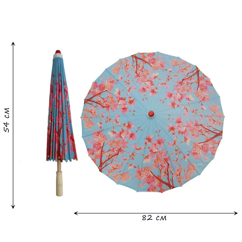 Китайские тканевые зонтики цветочные 82х54см, №11