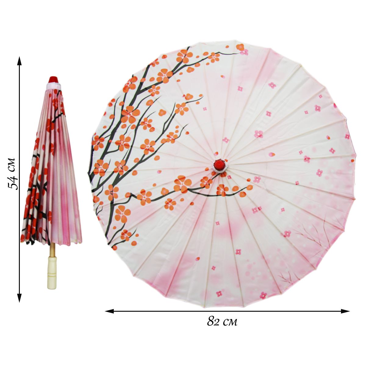 Китайские тканевые зонтики цветочные 82х54см, №18