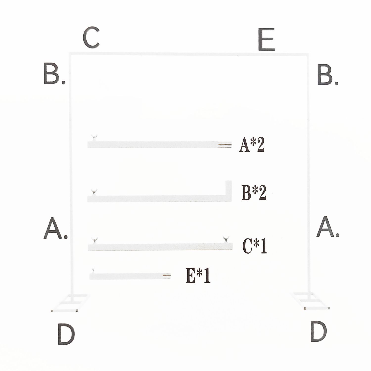 Каркас для фотозоны Прямоугольник открытый 1,5х2м, белый  Каркас для фотозоны Прямоугольник открытый 1,5х2м, белый