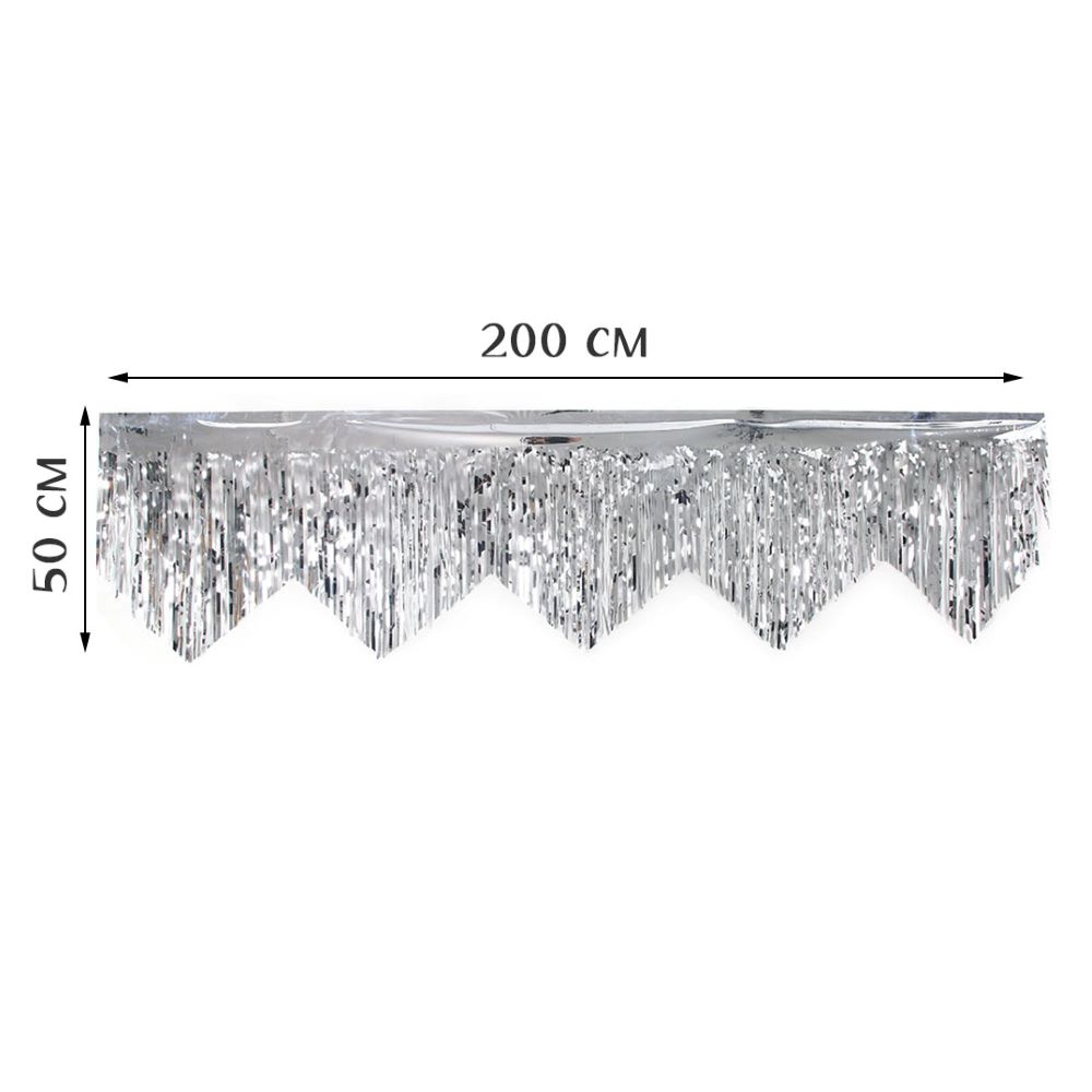 Занавес Дождик бахрома 50 см х 2 м, металлик серебро Занавес Дождик бахрома 50 см х 2 м, металлик серебро