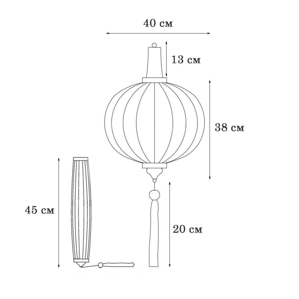 Вьетнамский фонарик 16" Шар серый 221 Вьетнамский фонарик 16" Шар серый 221