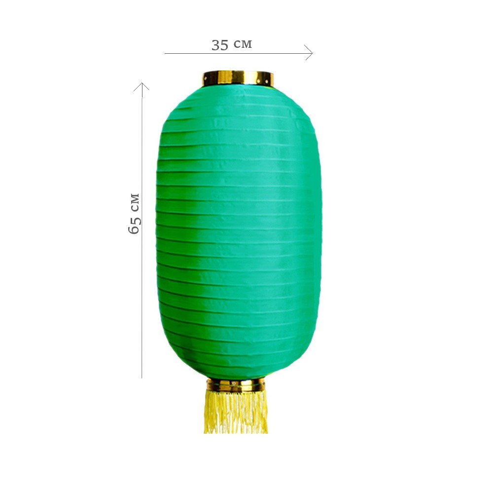 Китайский фонарь Цилиндр с бахромой 35х65 см, зеленый Китайский фонарь Цилиндр с бахромой 35х65 см, зеленый
