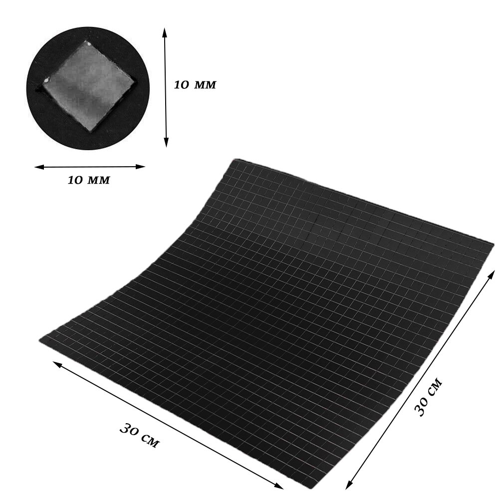 Лента самоклеящаяся зеркальная мозаика 30х30см 10х10мм, черный