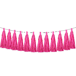Гирлянда тассел 12 кисточек по 5 листов, амарантовый