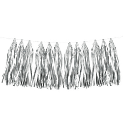 Гирлянда тассел 12 кисточек по 10 листов, фольга серебро