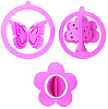 Набор подвесок бабочка+цветок+дерево 3D розовый