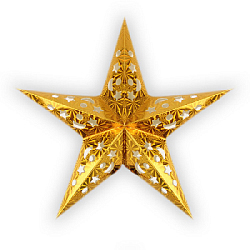 Звезда бумажная 30 см голографическая золотая