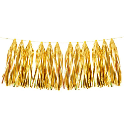 Гирлянда тассел 12 кисточек по 10 листов, фольга золото