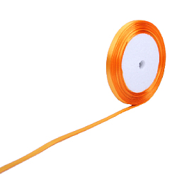 Лента атласная светло-оранжевая 6 мм х 15 м