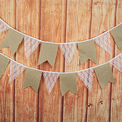 Гирлянда-вымпел (2,8м) кружево+мешковина, Ласточка